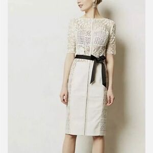 Anthropologie Byron Lars Carissima Sheath Dress Size 00 Petite Ivory ZA S/XS